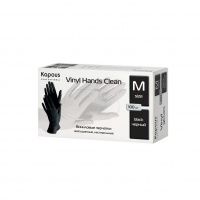 Виниловые перчатки неопудренные, нестерильные «Vinyl Hands Clean», черные, 100 шт., М