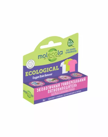 MOLECOLA - Экологичныйуниверсальный пятновыводитель-карандаш на основе активного кислорода. Для белых и нелиняющих тканей. 35гр