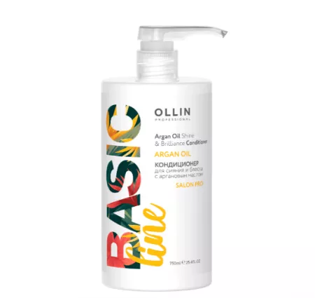 OLLIN, Кондиционер для сияния и блеска с аргановым маслом Ollin Basic Line, 750 мл